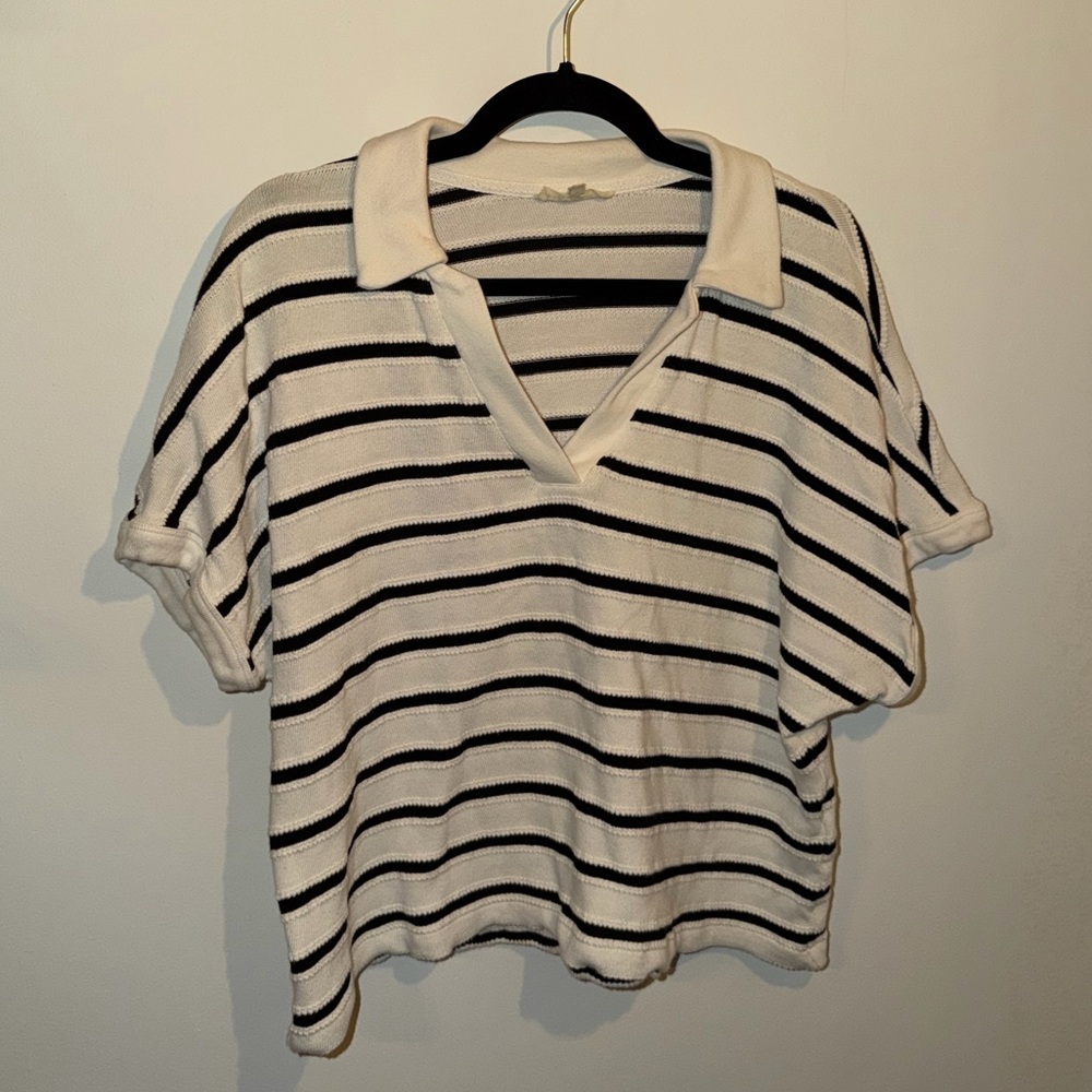 Madewell relaxed v neck polo sweater striped